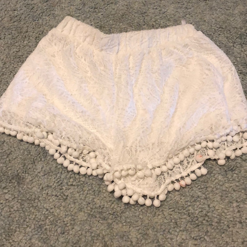White lace shorts